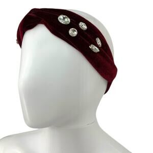 Berry Maroon Rhinestone Headwrap Headband One Size NWT
